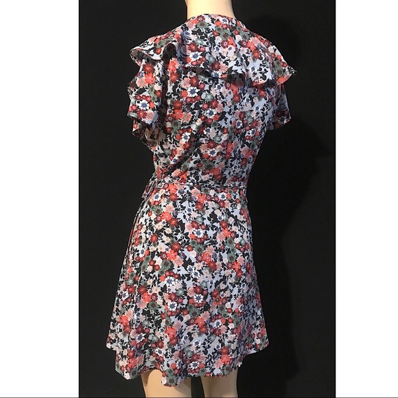 Topshop Floral Frill Wrap Dress Size 4 NWT RTL $90 - Picture 4 of 7